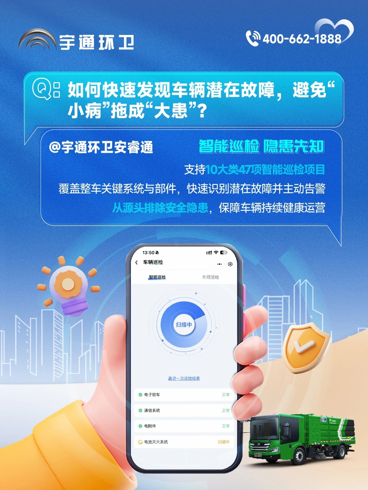 宇通环卫安睿通“有问必答局”第七期：智能巡检防患未然，有安睿通更安心！