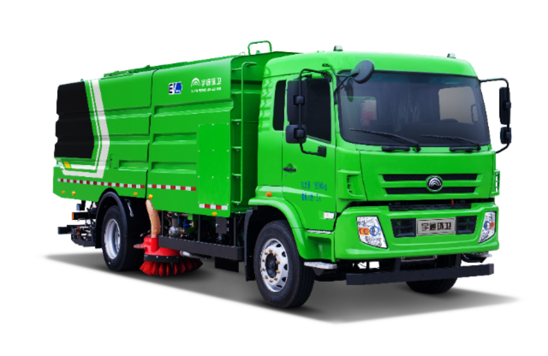 18吨纯电动四季洗扫车 宇通环卫洗扫车主要具有路面冲洗、路面清扫、垃圾回收、路缘和路沿石立面洗刷等多种功能。